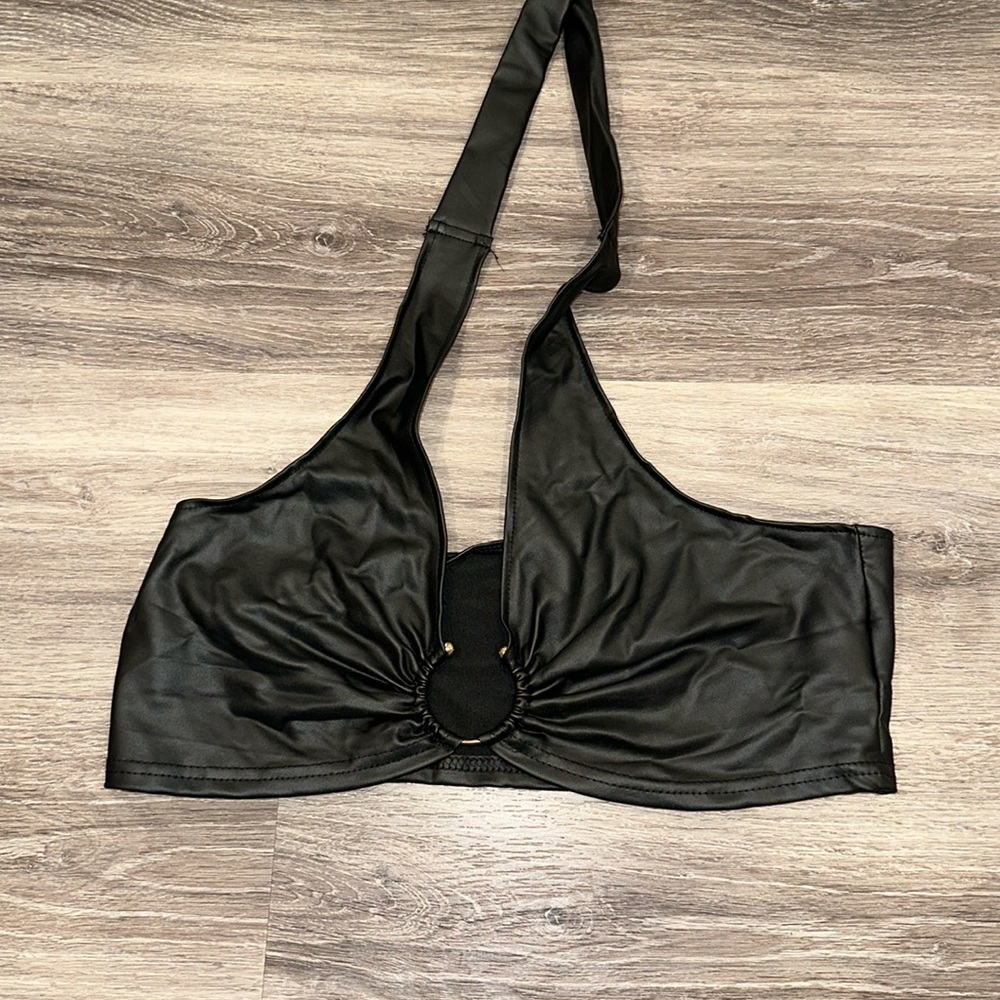 Black Latex Halter Top